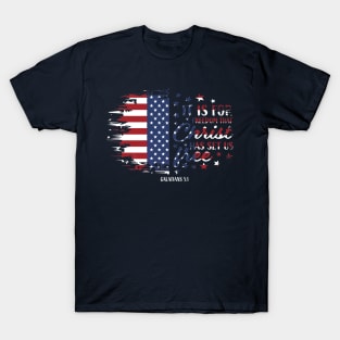 4th Of July American Flag Freedom Christian Bible Verse Premium T-Shirt